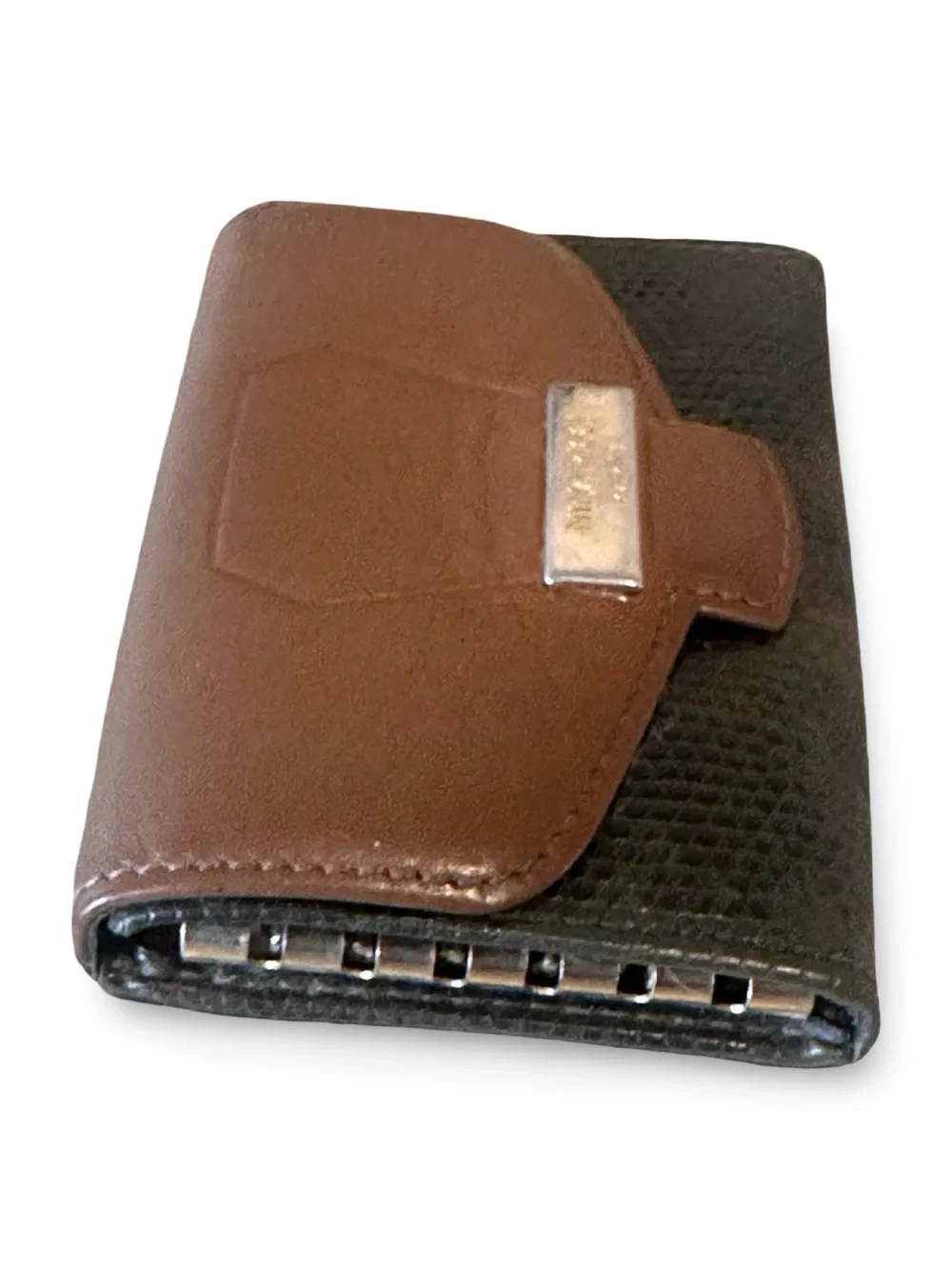 Nina Ricci Brown and Black Two-Tone Leather key Wallet